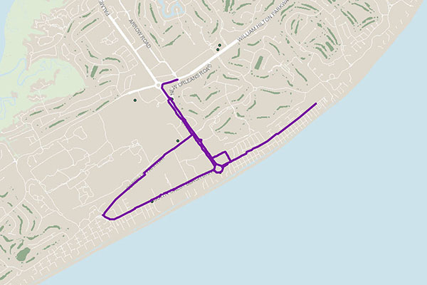 Mapa de la ruta de la zona de la playa