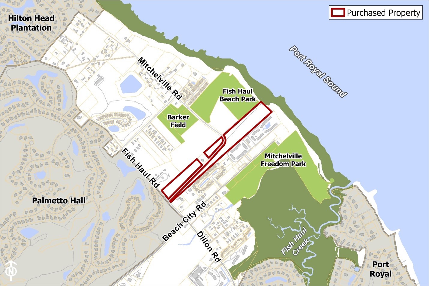 Mitchelville Property Purchase map with parcel outlined