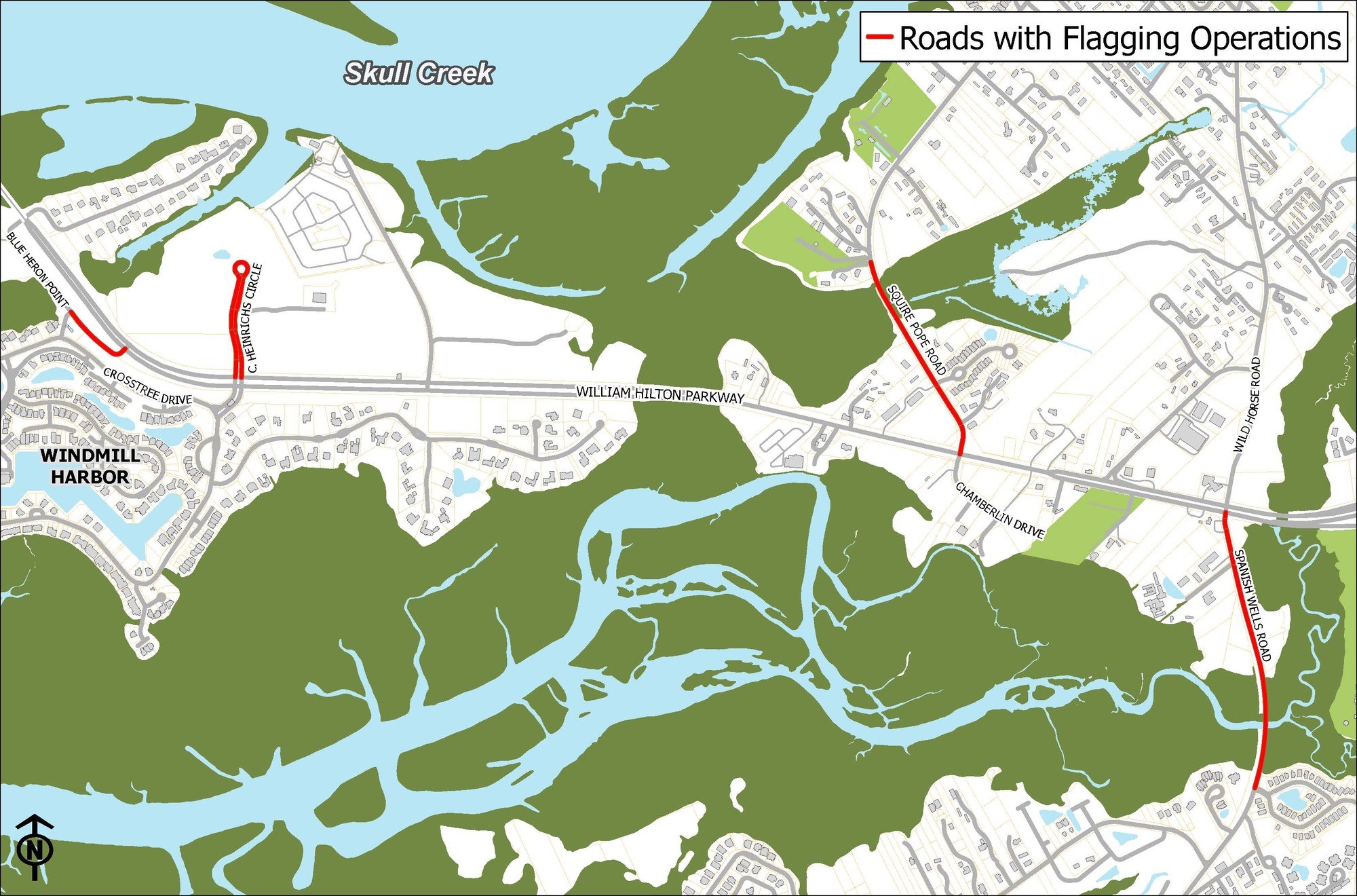 Map of Island with red lines depicting work areas