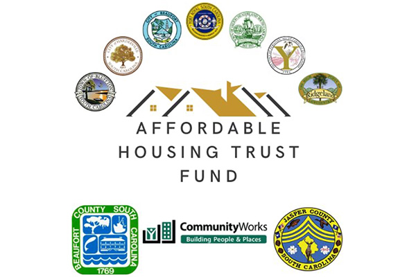 Affordable Housing Trust Fund Logo surrounded by Town and County Logos