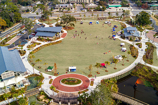 Aerial view of the Lowcounty Celebration Park Event Lawns