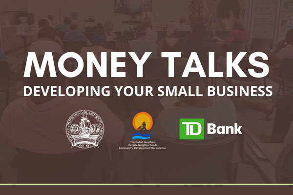 Money Talks Developing your small business text with town, cdc and tb bank logos