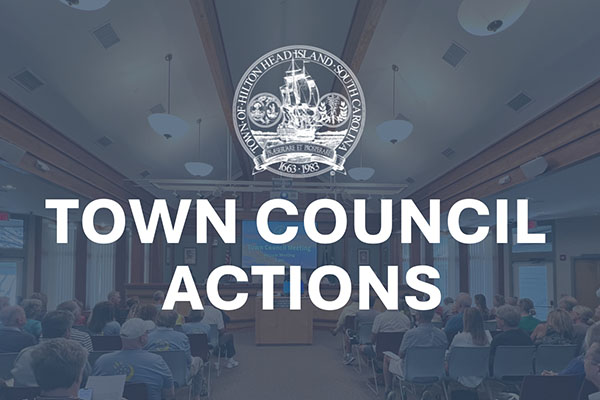 Town Council Actions text over faded Town Council public meeting