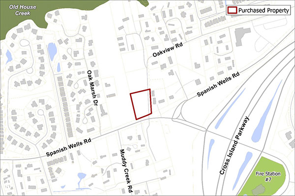 Map displaying outline of the Habitat for Humanity Purchase Property Parcel