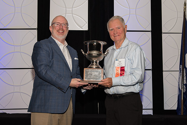 Mayor McCann wth the MASC 2020 Achievement Award Trophy