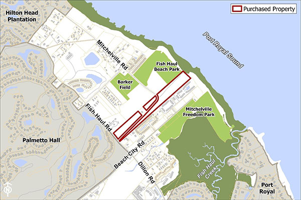 Mitchelville Road Property Purchase Map with parcel outlined