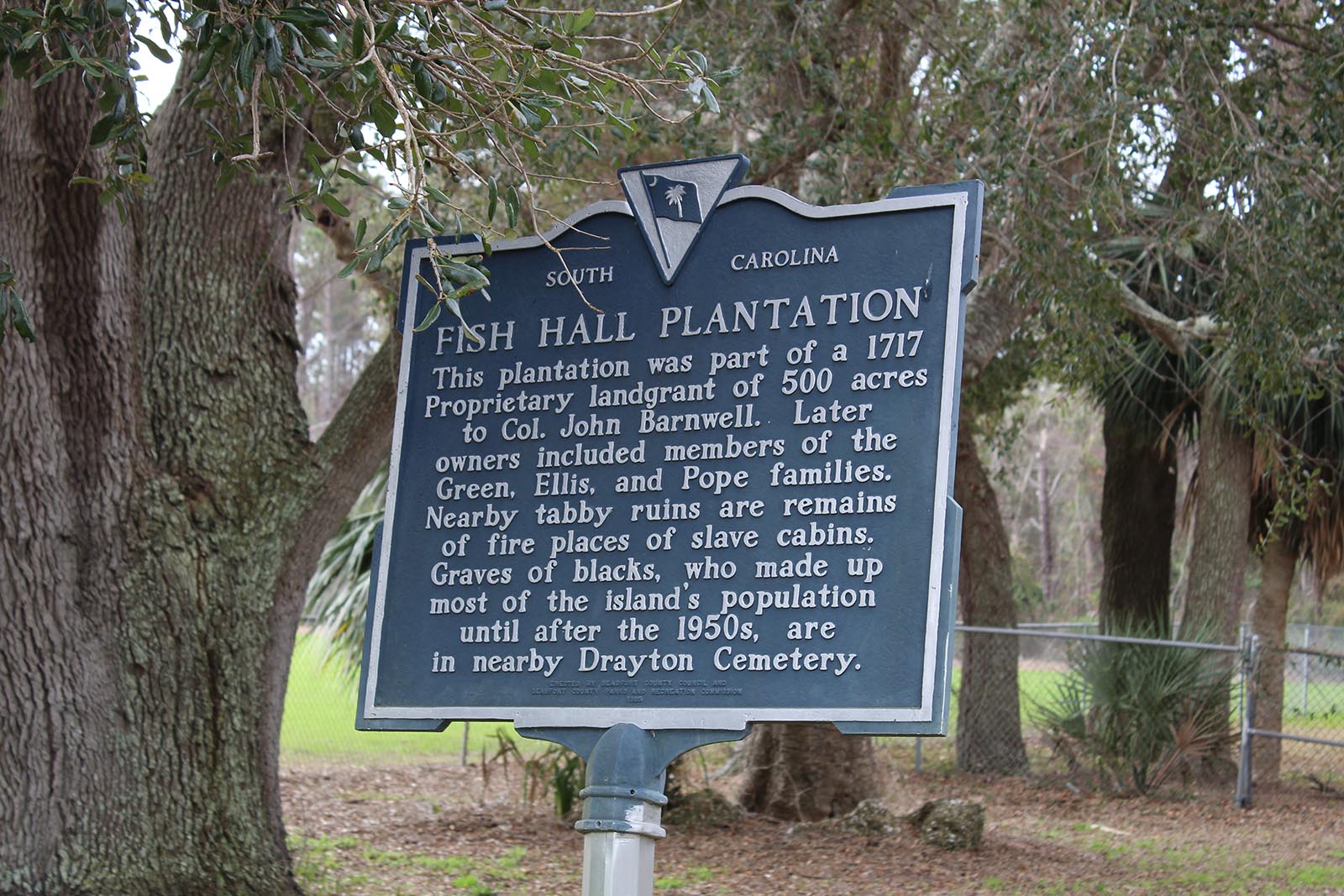 Historic Marker for Fish Haul Plantation