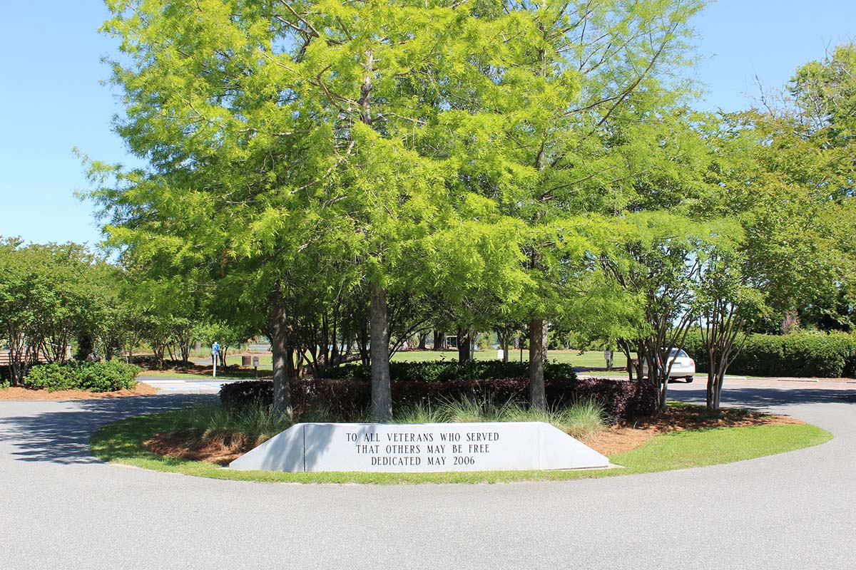 Dedication sign as you enter the park