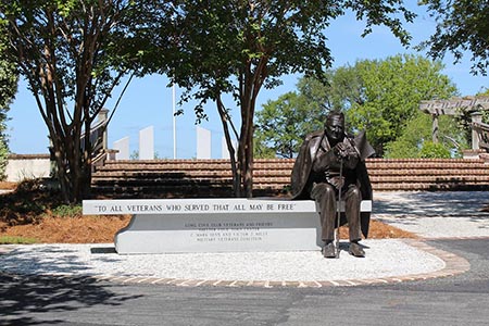 Poppies Statue on Veterans' Memorial Bench