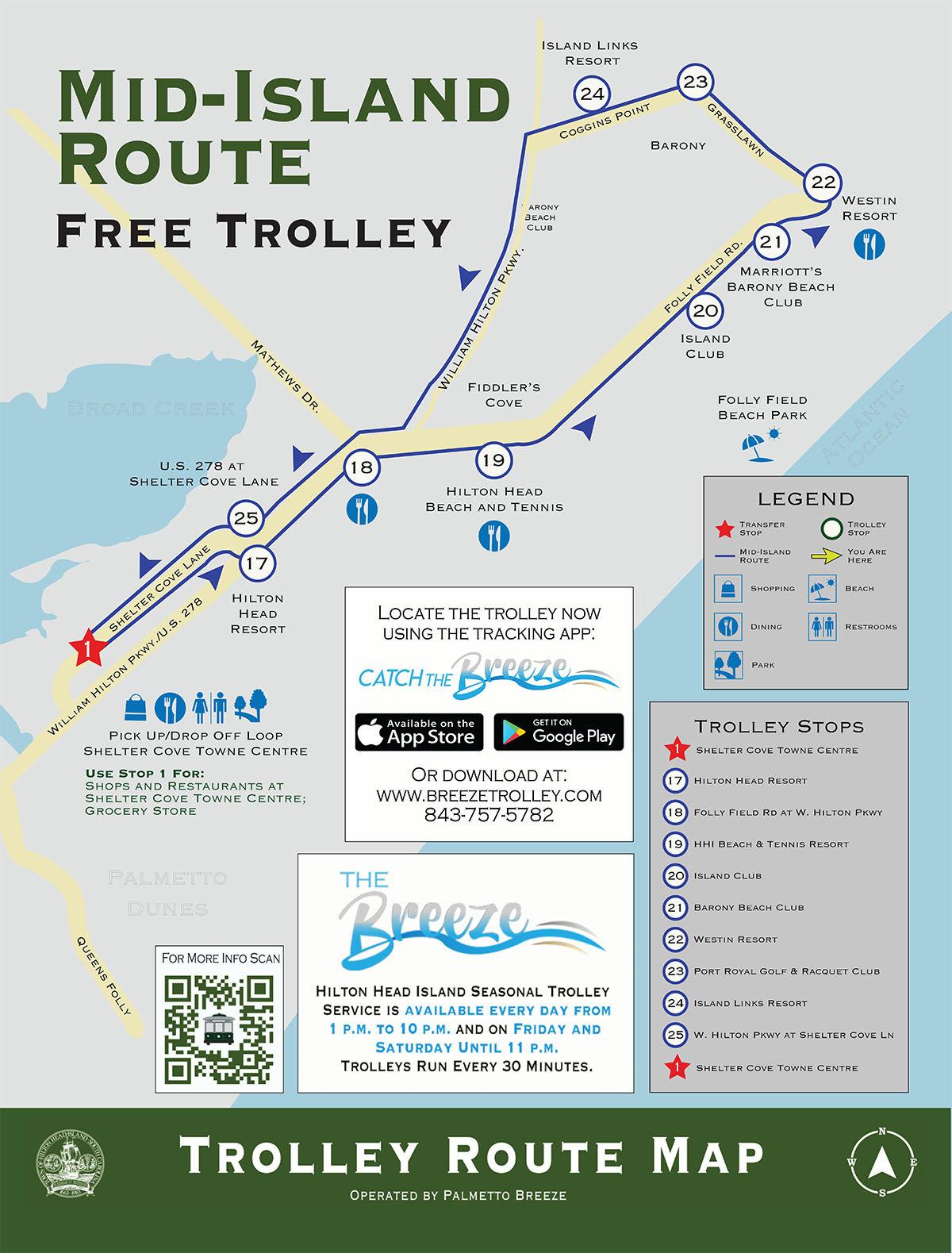 Trolley Mid-Island Route Map